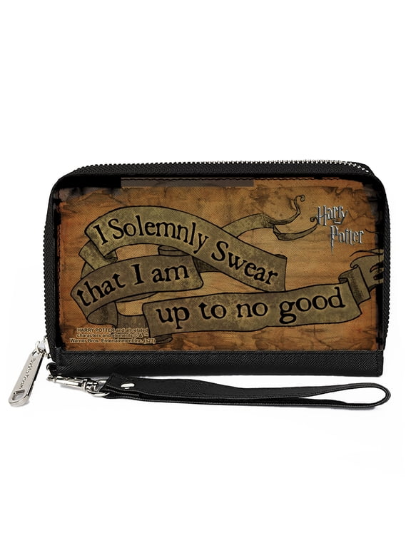 The Wizarding World of Harry Potter Wallet, Zip Around, Harry Potter I Solemnly Swear That I Am Up to No Good Tan, Vegan Leather