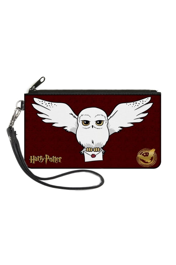 The Wizarding World of Harry Potter Wallet, Zip Pouch, Harry Potter Hedwig Delivery Pose DRCMC Icon Reds Golds, Canvas