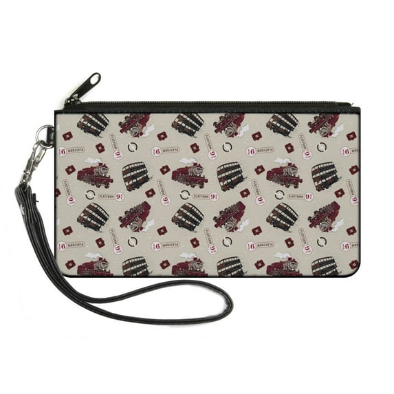 The Wizarding World of Harry Potter Wallet, Zip Pouch, Harry Potter Hogwarts Express Knight Bus Collage Beige Reds, Canvas