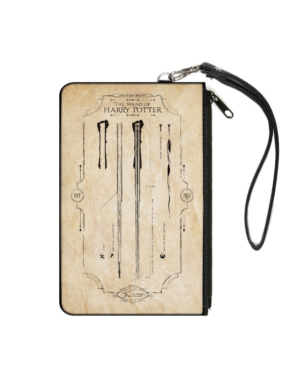 The Wizarding World of Harry Potter Wallet, Zip Pouch, Harry Potter The Wand of Potter Anatomy Tans Black, Canvas