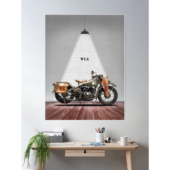 The Wla Military Motorcycle Poster Wall Art, Modern Wall Decor For Living Room Bedroom, 12x18 UNFRAMED