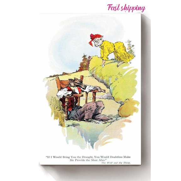 The Wolf And The Sheep Fairy Tales By J M Conde poster Wall Art Vertical 11 x 17 Inch Poster