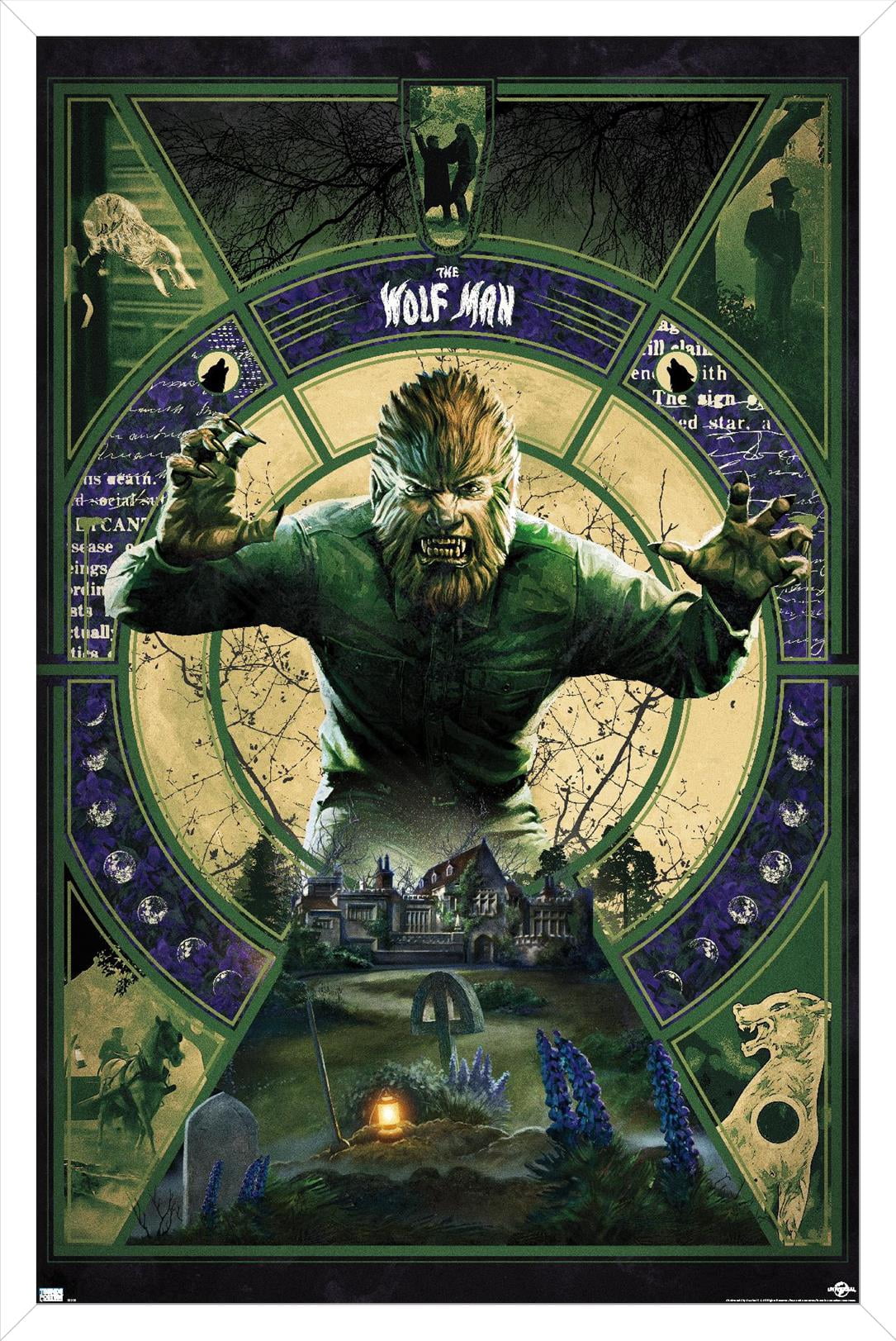 The Wolf Man - Illustration Wall Poster, 14.725" x 22.375" Framed