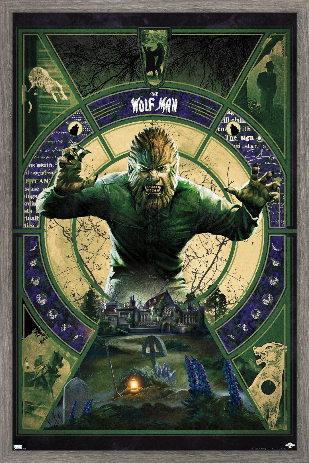 The Wolf Man - Illustration Wall Poster, 22.375" x 34" Framed