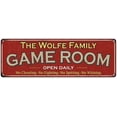 thumbnail image 1 of The Wolfe Family Red Game Room Metal 6x18 Sign 106180038215, 1 of 1