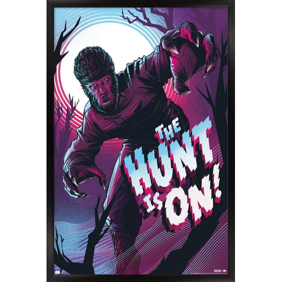 The Wolfman - The Hunt Is On by Cesar Moreno Wall Poster, 14.725" x 22.375" Framed