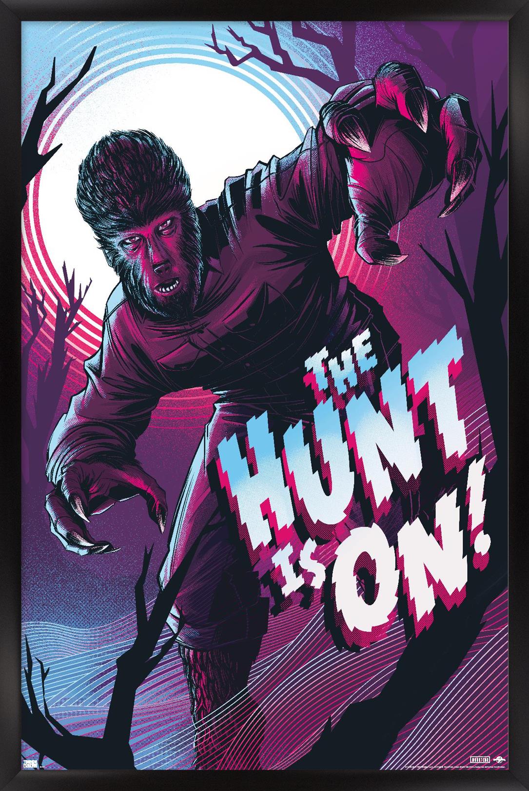 The Wolfman - The Hunt Is On by Cesar Moreno Wall Poster, 22.375" x 34" Framed
