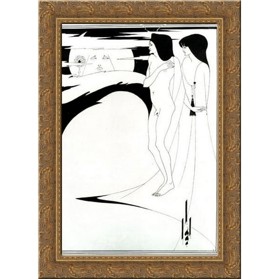 The Woman in the Moon 19x24 Gold Ornate Wood Framed Canvas Art by Beardsley, Aubrey