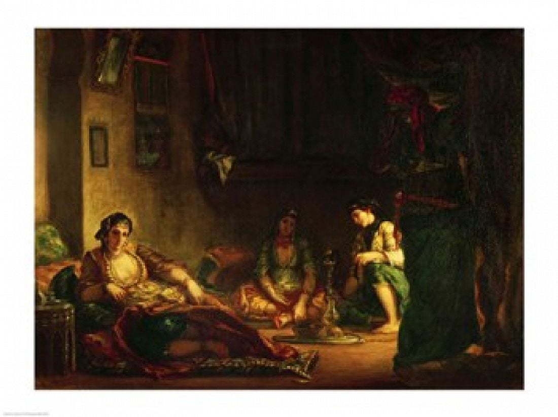 The Women of Algiers in their Harem Canvas Art - Eugene Delacroix (24 x 18)