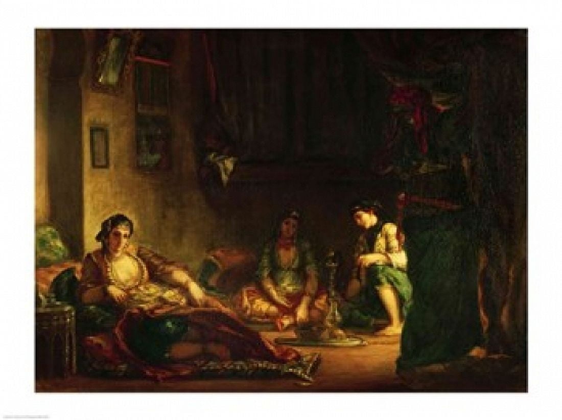 The Women of Algiers in their Harem Canvas Art - Eugene Delacroix (36 x 24)