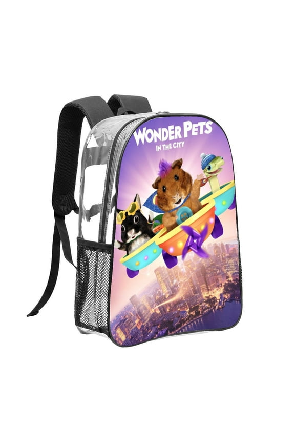The Wonder Pets!-theme Clear Backpack Heavy Duty Transparent Bag See Through Bookbag for Work, Sport, College, Travel12.2X16.9"(31X43cm)