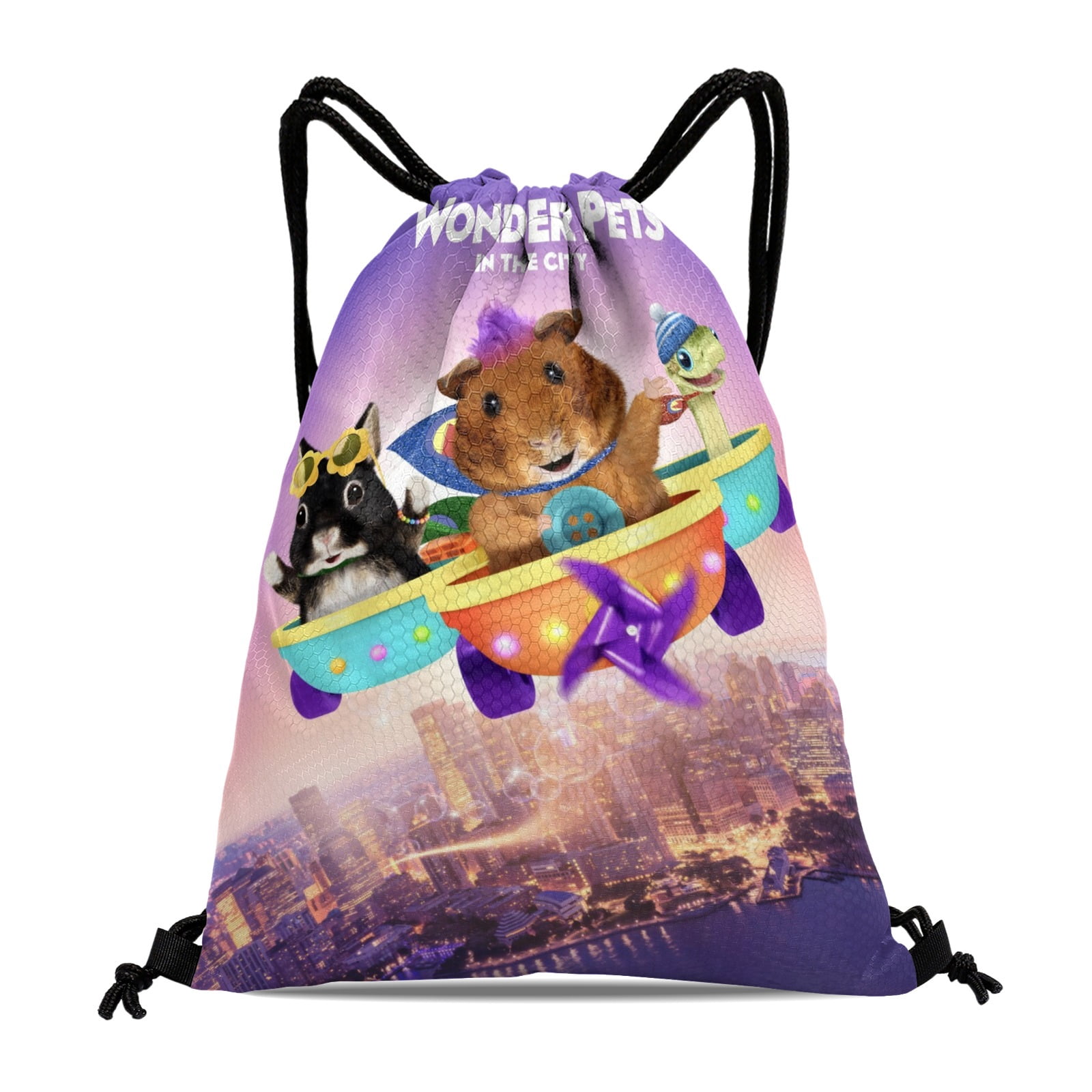 The Wonder Pets!-theme Drawstring Backpack Sports Gym Bag Water Resistant String Bag Cinch Bag，12"X16"（30X40cm）
