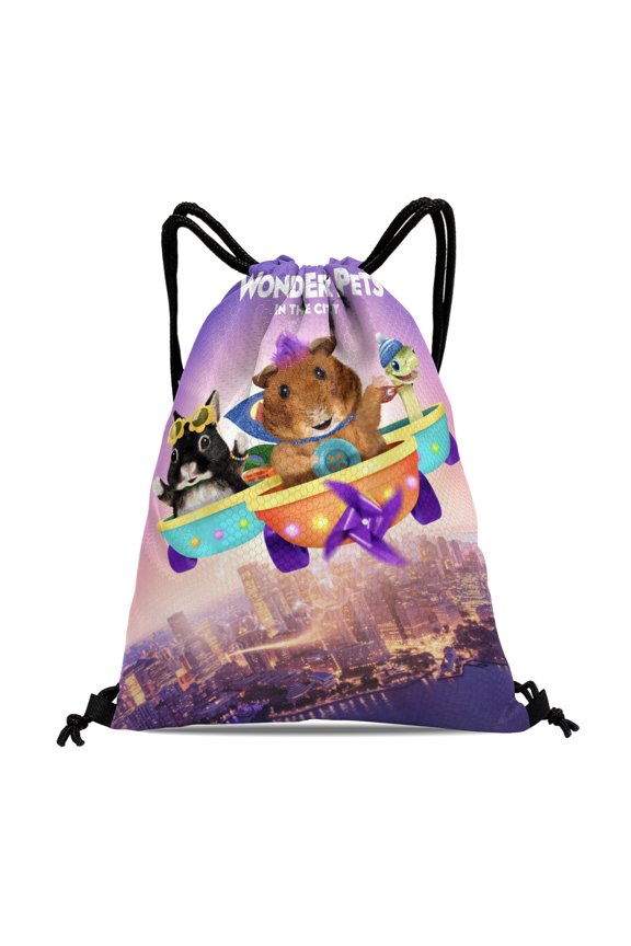 The Wonder Pets!-theme Drawstring Backpack Sports Gym Bag Water Resistant String Bag Cinch Bag12"X16"30X40cm