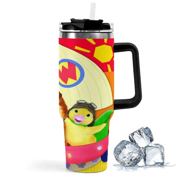 The Wonder Pets!-theme Insulated Stainless Steel Tumbler with Handle Gifts For Family Friends Fans and Straw Fits in Standard Cup Holder 40 OZ
