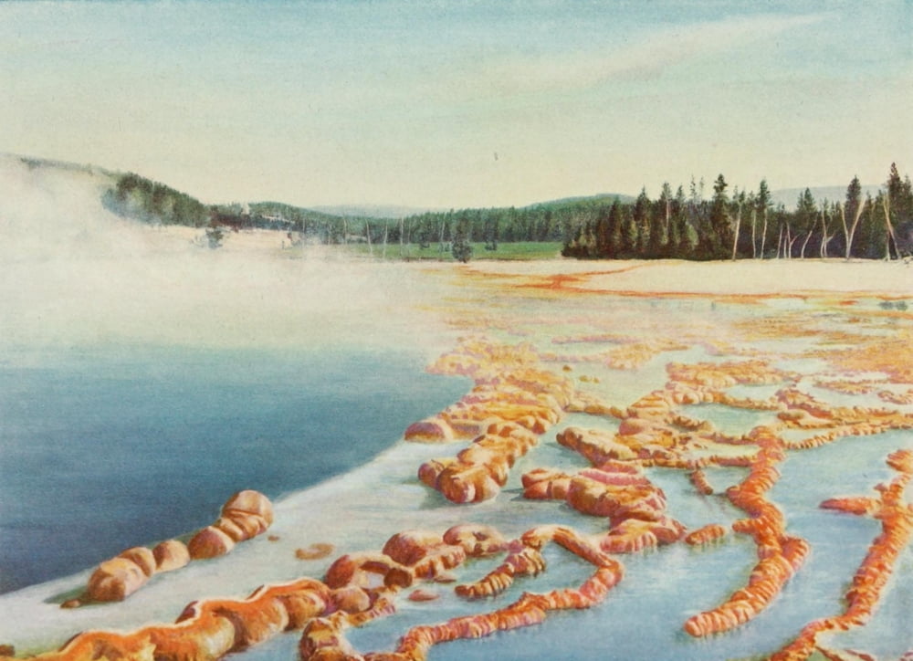 The Wonders of the World 1910 Sapphire Hot Springs Yellowstone Park Canvas Art - Unknown (18 x 24)