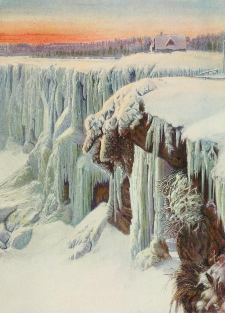 The Wonders of the World 1910 The Falls of Niagara in winter Canvas Art - Unknown (18 x 24)