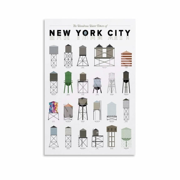 The Wondrous Water Towers of New York City Posters Canvas Painting Posters And Prints Wall Art for Living Room Bedroom Decor