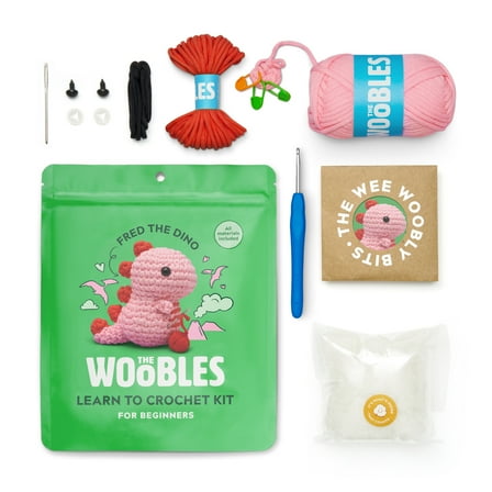 The Woobles Beginner Crochet Amigurumi Kits - Pink Dino