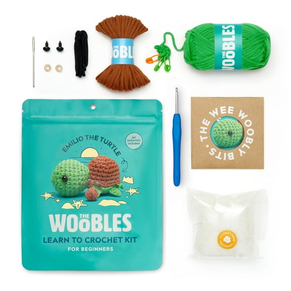 The Woobles Beginner Crochet Amigurumi Kits - Turtle