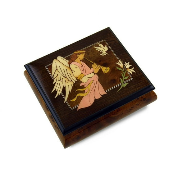 The Wood Inlay Design Features An Angel Playing A Horn / Duduk - Tiny Bubbles (Lpobber / Don Ho)