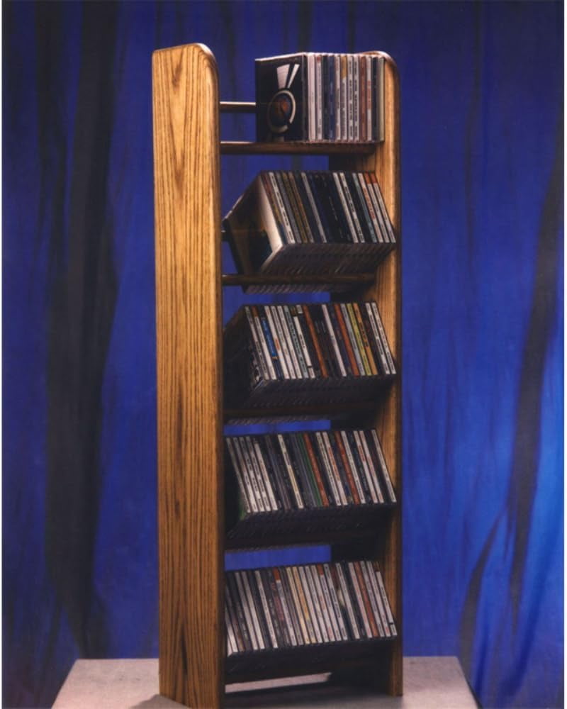 The Wood Shed Solid Oak 5 Row Dowel 130 CD Media Rack - Walmart.com
