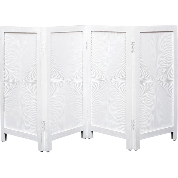 The Wooden Town Solid Wood Foldable 4 Panel Indoor Pet Gate, 56x28 inch, Antique White