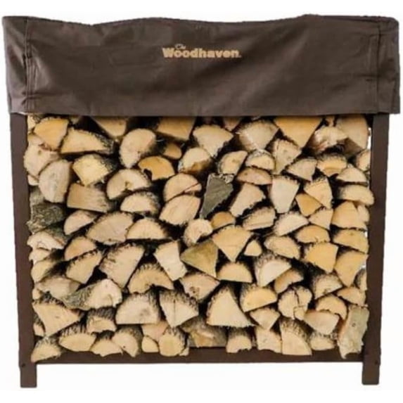 The Woodhaven 3 Foot Indoor Outdoor Brown Firewood Storage Rack