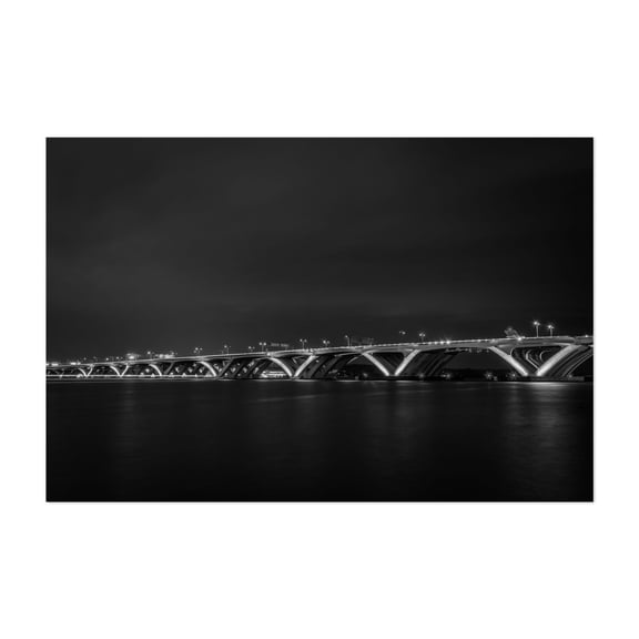 The Woodrow Wilson Bridge B&W - Alexandria Virginia Photography Unframed Wall Art Print 5 x 7 inches