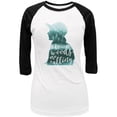 thumbnail image 1 of The Woods are Calling Pine Forest Girl Juniors 3/4 Sleeve Raglan T Shirt White-Black LG, 1 of 1