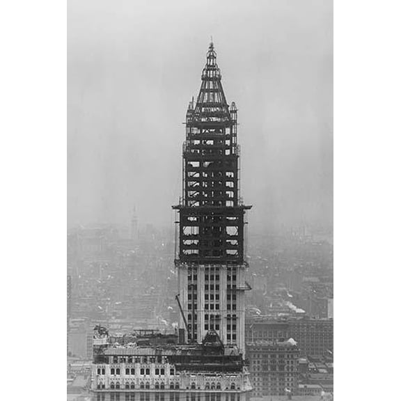 The Woolworth Building Under Construction- Fine Art Canvas Print (20" x 30")