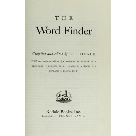 Pre-Owned The Word Finder (Hardcover) 0878571388 9780878571383