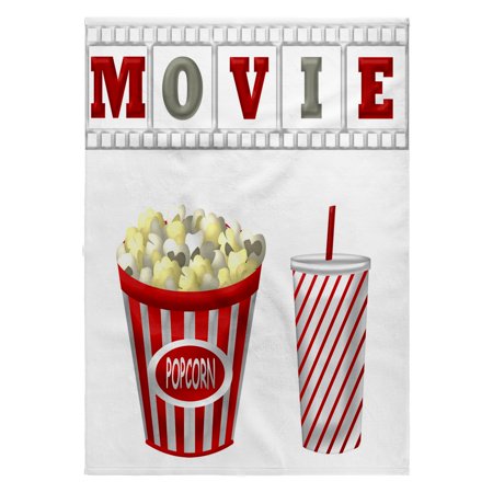 3dRose, The Word Movie With Popcorn and Soda Illustration in Red, White, and Gray, 22x30 Bath Hand Pool Towel