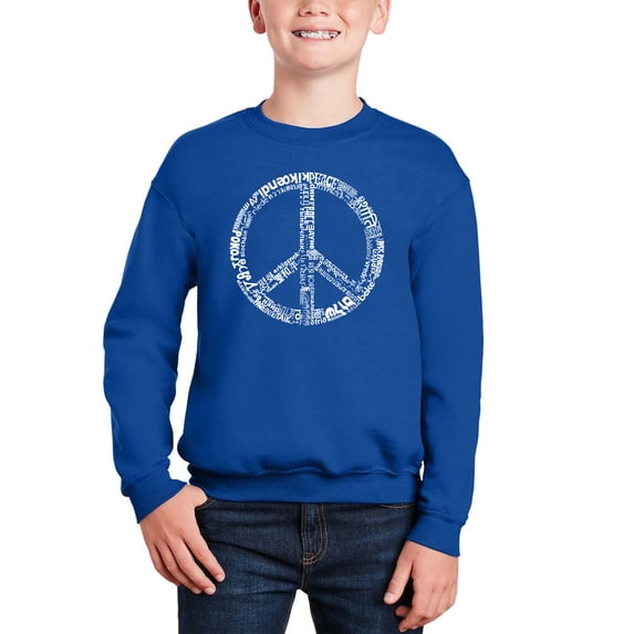 The Word Peace In 77 Languages - Boy's Word Art Crewneck Sweatshirt