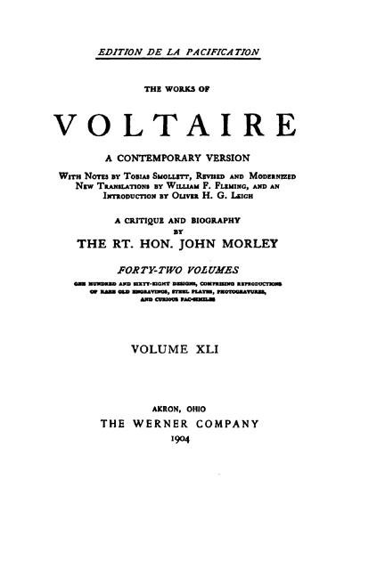 The Works of Voltaire, A Contemporary Version - vol XLI (Paperback)