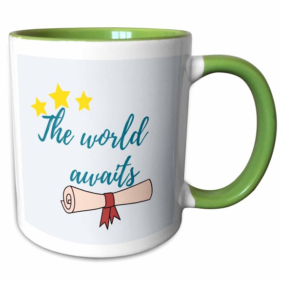 3drose, the World Awaits Celebarating Success, 11oz Two-tone Green Mug