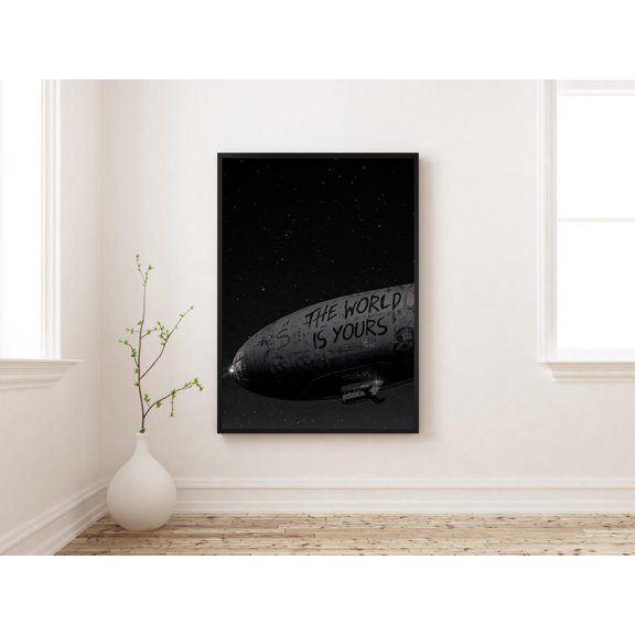 The World Is Yours Blimp Wall Art Print, Unframed Paper Poster 8x10in