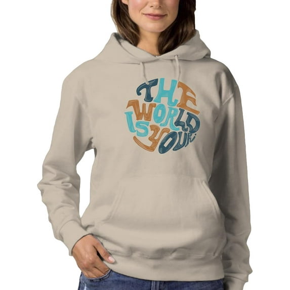 The World Is Yours Groovy Style Hoodie Women -Image by Shutterstock, Female XX-Large