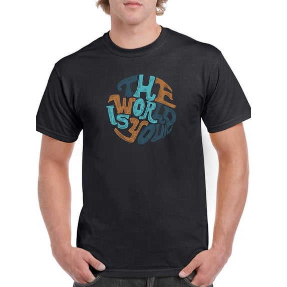 The World Is Yours Groovy Style T-Shirt Men -Image by Shutterstock, Male 5X-Large