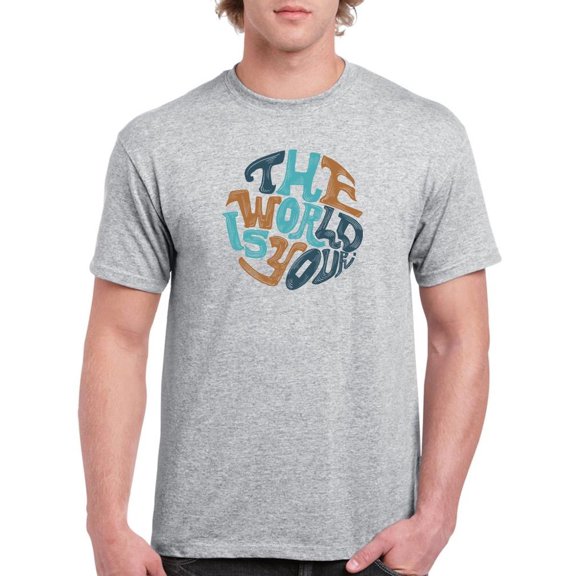 The World Is Yours Groovy Style T-Shirt Men -Image by Shutterstock, Male Large