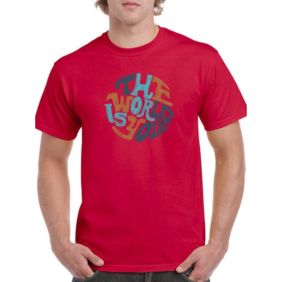 The World Is Yours Groovy Style T-Shirt Men -Image by Shutterstock, Male x-Large