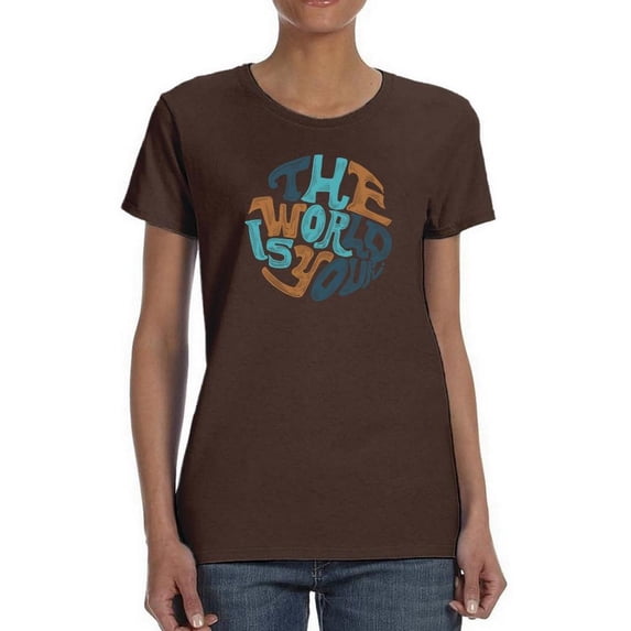 The World Is Yours Groovy Style T-Shirt Women -Image by Shutterstock, Female 4X-Large