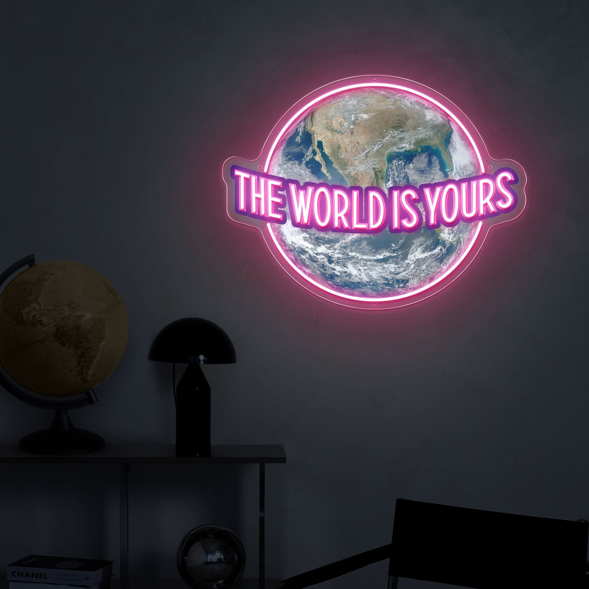 The World Is Yours Neon Sign, World UV Printed Sign, World Wall Decor,  Personalized Gift, Globe Wall Decor(Yellow) - Walmart.com, image size:2001x2001