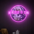 thumbnail image 1 of The World Is Yours Neon Sign, World UV Printed Sign, World Wall Decor, Personalized Gift, Globe Wall Decor(Purple), 1 of 4