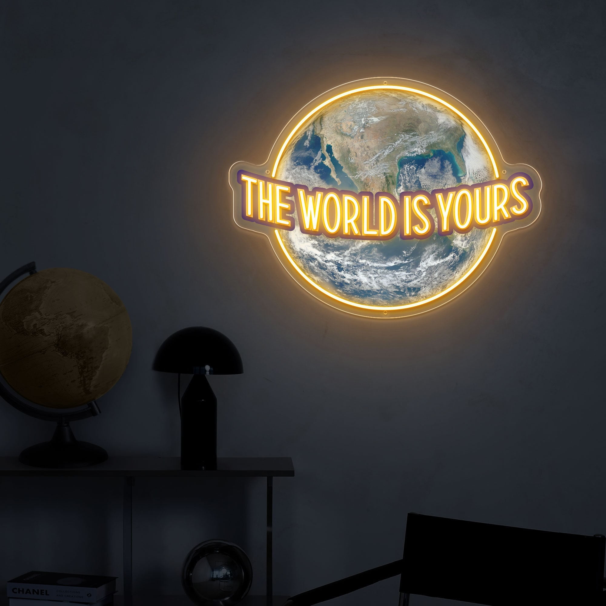 The World Is Yours Neon Sign, World UV Printed Sign, World Wall Decor,  Personalized Gift, Globe Wall Decor(Yellow) - Walmart.com, image size:2001x2001