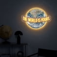 thumbnail image 1 of The World Is Yours Neon Sign, World UV Printed Sign, World Wall Decor, Personalized Gift, Globe Wall Decor(Yellow), 1 of 5