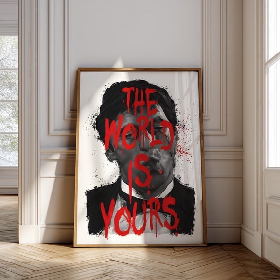 The World Is Yours Wall Art Print, Graffiti Black White Urban Street Decor