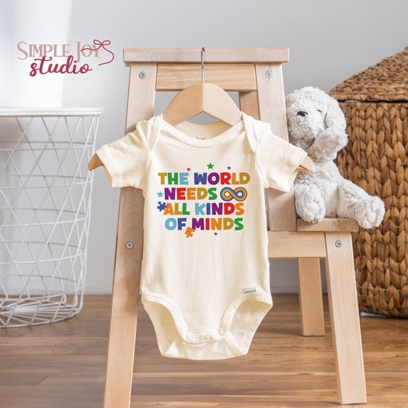 The World Needs All Kinds Of Minds Onesie, Cute Autism Awareness Baby Outfit, Inclusive Baby Clothing, Autism Awareness Gift, Cool Baby Clothing, Cute Natural Baby Onesie, BABY BODYSUIT LAT 4424