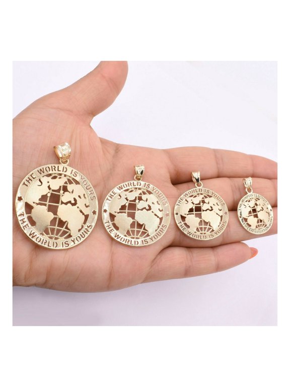 The World is Yours Pendant Unisex Adult 10K Yellow Gold, All Sizes - Goldum NYC