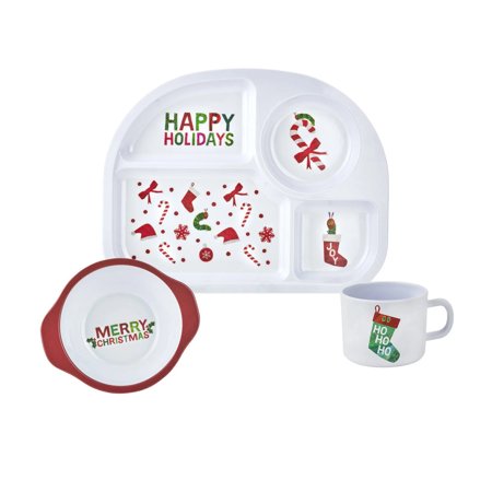 The World of Eric Carle Holiday, The Very Hungry Caterpillar Happy Holidays Kids Melamine 3 Piece Set