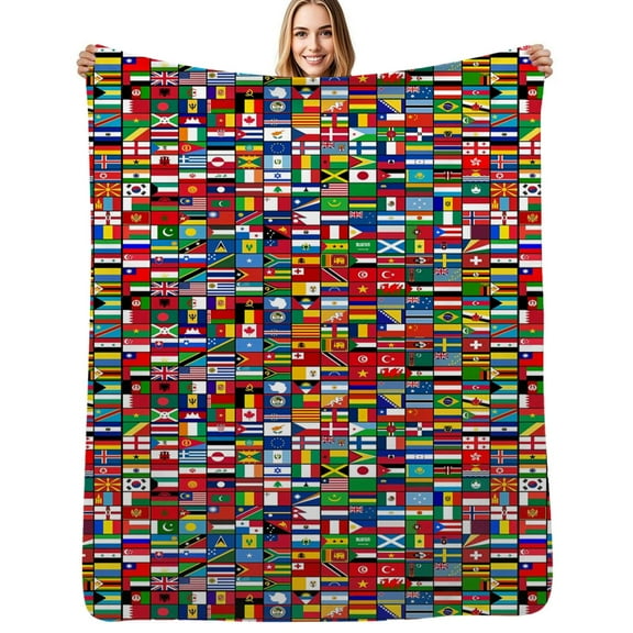 The World's Flags Flannel Blankets Soft Warm Throw Blanket Autumn Camping Bedroom Aesthetic Bedspread